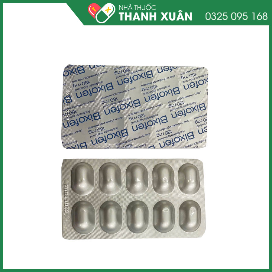 Bixofen 180mg điều trị viêm mũi dị ứng, mẩn ngứa, mày đay